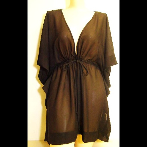 NWT Black Georgette cover-up one size black 407E - Picture 1 of 2